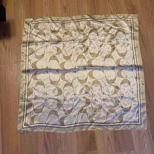 Coach Gold and Cream Signature Pattern Silk Scarf